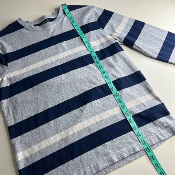 J. Crew Always Blue And Gray Crewneck Sweater Classic Stripes Size M - Picture 5 of 8